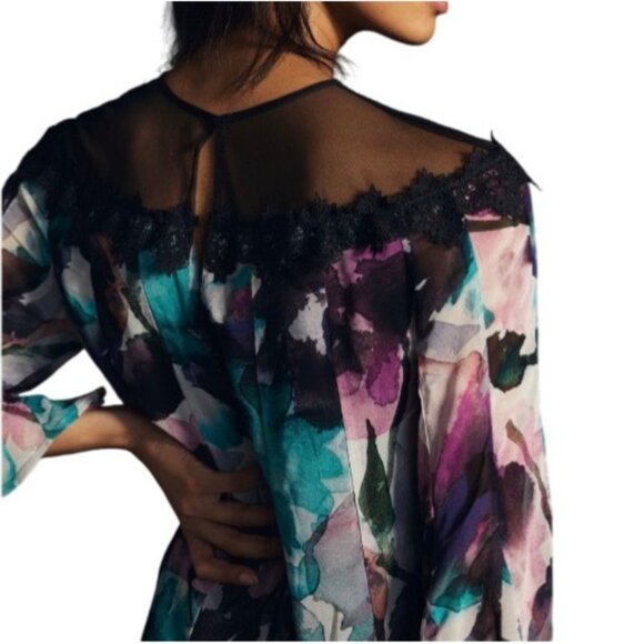 Anthropologie Womens Flutter Sleeve Floral Mini Dress Size Small Multicolor - Picture 5 of 9